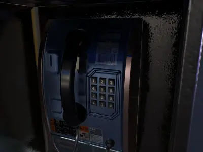 Payphone Game Ready pay phone Low-poly 3D model