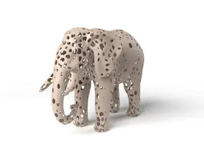 Elephant Voronoi Low-poly 3D model