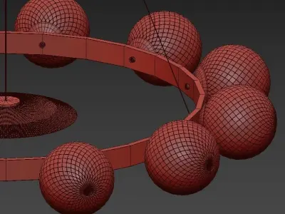 GIANTS gold chandelier with glass globes 3D model