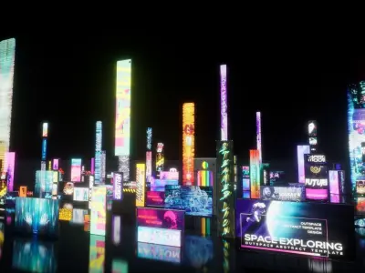 Cyberpunk Billboards  Signs Set  Low-poly 3D model