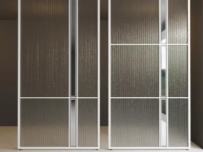 Glass partition door Set 32 Low-poly 3D model