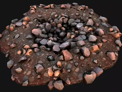 Copper Ore Deposits Mine Environment Low-poly 3D model