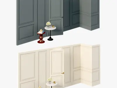 Wall molding Boiserie classic panels with door Low-poly 3D model