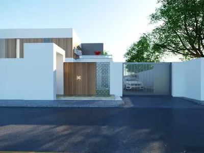 High-quality 3D model of a modern two-story villa Low-poly 3D model