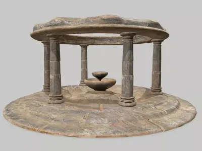 Altar Set stone fountain Low-poly 3D model