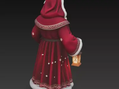 Lantern Keeper Santa - Mystic Winter Sculpture 3D Model 3D print model