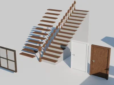 Realistic Modular House Builder Pack  Low-poly 3D model