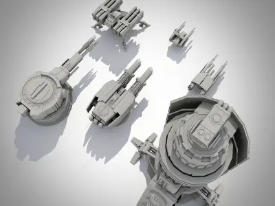 Sci-fi turrets collection  3D model