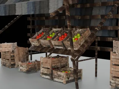 Mercado Medieval Low-poly 3D model