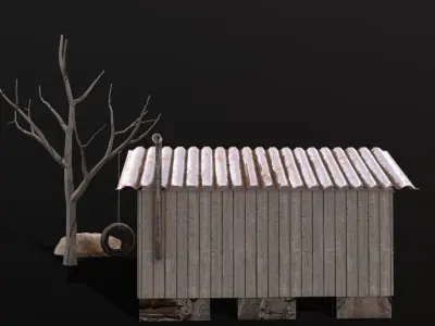 Wooden Cabin  Low-poly 3D model