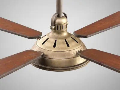 Vintage Ceiling Fan - Retro Ceiling Lamp - 4 Color Variations Low-poly 3D model