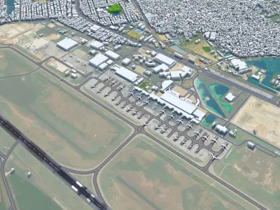 Hazrat Shahjalal Dhaka Airport 8km Low-poly 3D model