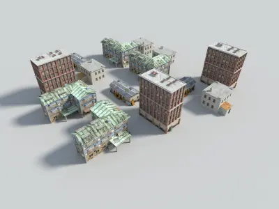 industrial buildings pack Low-poly 3D model