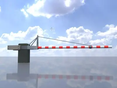Railway Crossing Barrier 4 m closed Low-poly 3D model