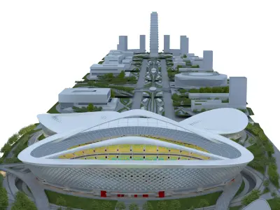 National Stadium appearance Low-poly 3D model