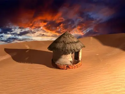 old african house Low-poly 3D model
