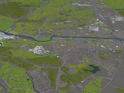 Ulsan South Korea 50x50km 3D model