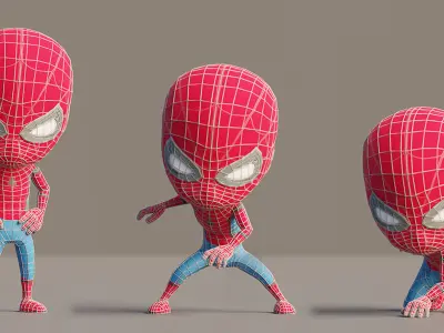 Rigged Cute Mini Spiderman Lowpoly Character Low-poly 3D model