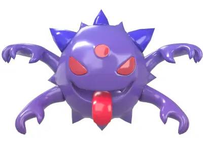 Cartoon Four Hands Ghost Character v1 001 Low-poly 3D model