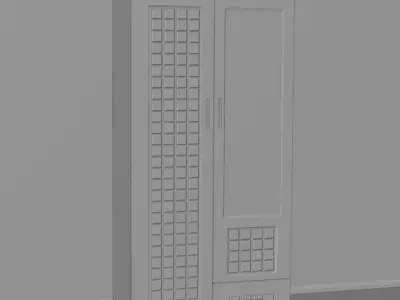 Modern White Wood Cabinet Low-poly 3D model