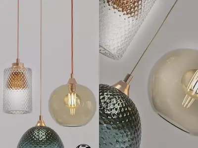 Colorful glass pendant lighting 3D model purchase
