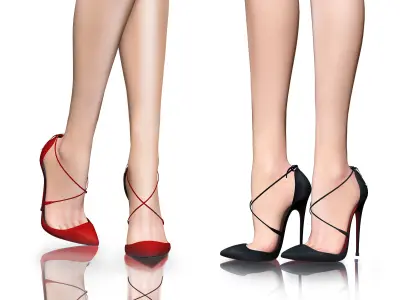 Cross Strappy Pointed Toe Stilettos Low-poly 3D model