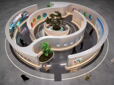 Futuristic SPIRALIS - Interactive Maze Pavilion Design Low-poly 3D model