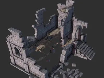 Ruined House Low-poly 3D model