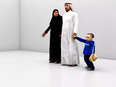 man woman and child 3D model