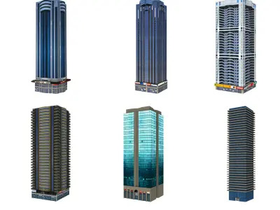 Dubai - Dubai Towers Building 3D Pack - Sheikh Zayed ST Low-poly 3D model