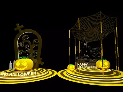 Cartoon Spooky Halloween Props Bundle Pack 04 Low-poly 3D model