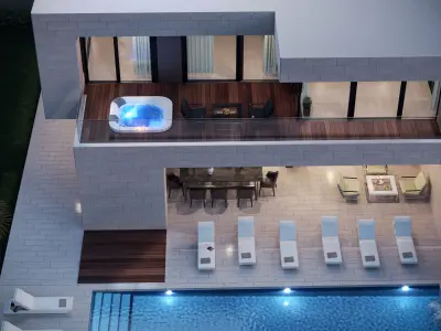 Jacuzzi bottle of champagne in ice bucket 3D model