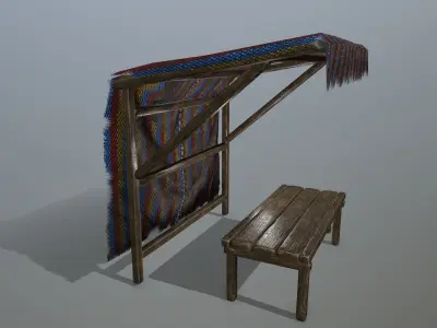 market  bench Low-poly 3D model