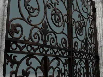 Reja exterior de hierro forjado 3D model