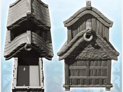 Medieval building with overhanging floor and rounded roof 8 - Me 3D print model