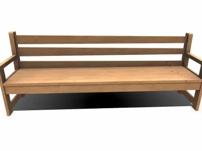 Wooden Outdoor Bench Low-poly PBR Free low-poly 3D model