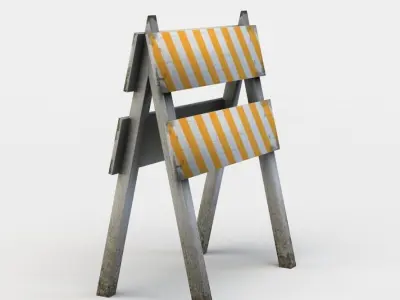 Small wooden barrier Low-poly 3D model