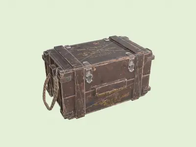 Old military box ammo create Low-poly 3D model