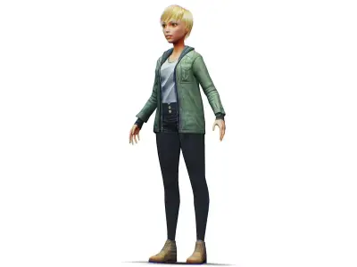 Young Woman - Smart Casual Clothes - Chic Street Style Outfit Low-poly 3D model