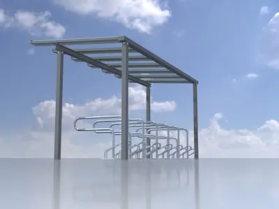 Bicycle parking with glass roof version 2 Low-poly 3D model