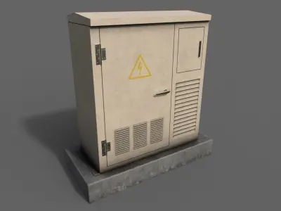 PBR Electric Box White2 Low-poly 3D model