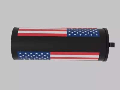 Painted Mailbox with US Flags Low-poly 3D model