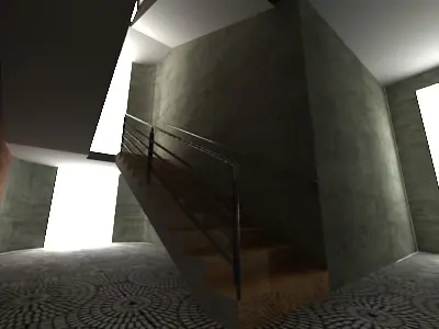 Stairs staircase in brick building Free 3D model