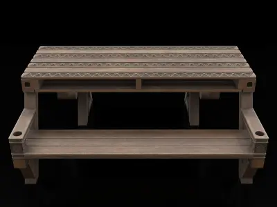 Transformer bench table with carving 3D print model