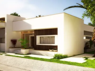 3D Model  Modern Single-Story House Low-poly 3D model
