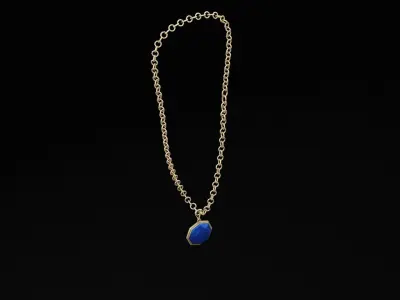 Blue Pendant Necklace Low-poly 3D model