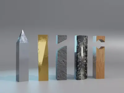 5 Simple Monoliths Pack Procedural Blender Materials 3D model