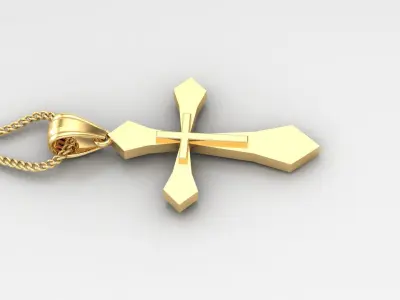 Light Gold 18K Cross Pendant 2CP032 3D print model