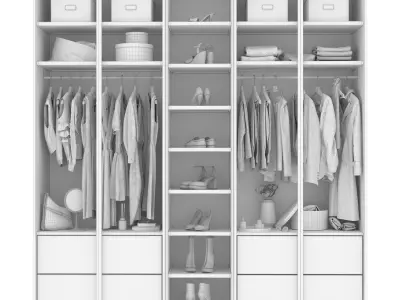 Wardrobe with decor clothes doors matte 3D model