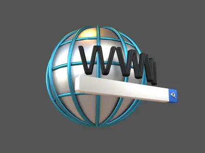 WWW Icon with Search Bar v1 004 Low-poly 3D model